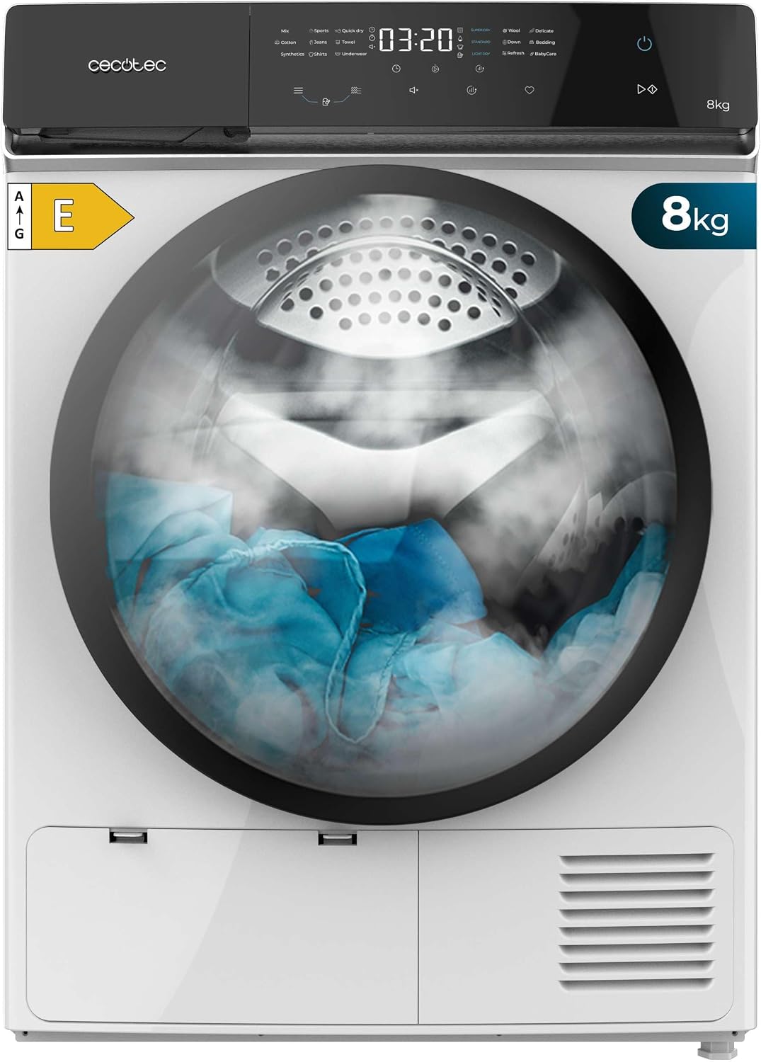 Cecotec Wärmepumpentrockner, 8 kg, Silber, Bolero DressCode Dry 8400., Energieklasse E, Full Touch, 15 Programme