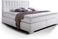 moebel-eins Boxspringbett, 200 x 200 cm, Kunstleder, Weiß, Isabell Plus Hotelbett Bett amerikanisches Bett, Weiss