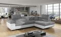 Sofa Moderne, Grau/Weiß, Eck Antos mit Schlaffunktion Bettkasten Seite Rechts und, Rechts)