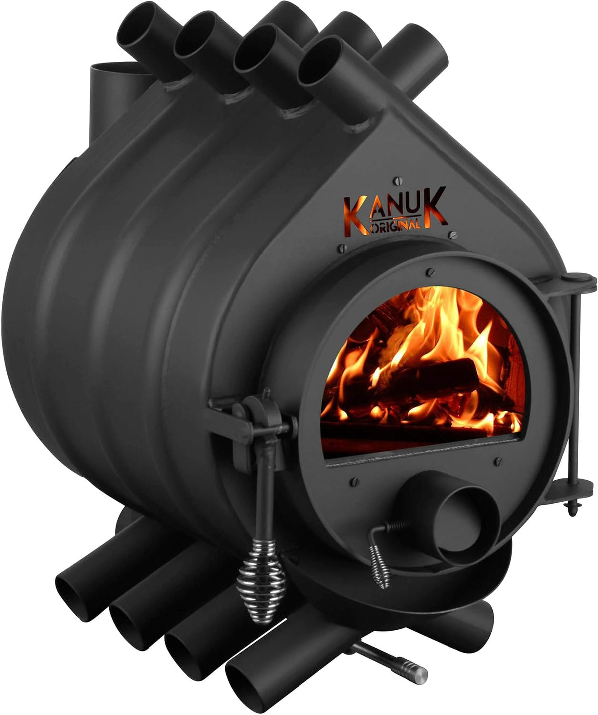 EHV Kaminofen, 13 kW, Schwarz, Warmluftofen Kanuk Original - Werkstattofen - Schwedenofen, Österreich und Schweiz - BimSchV (ohne Seitenverkleidung