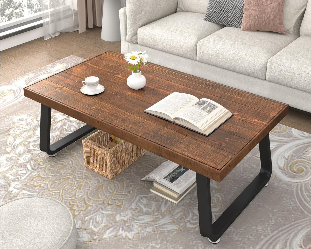IBF Sofa, 120 cm, Braun, Massivholz Couchtisch Wohnzimmertisch Coffee Table