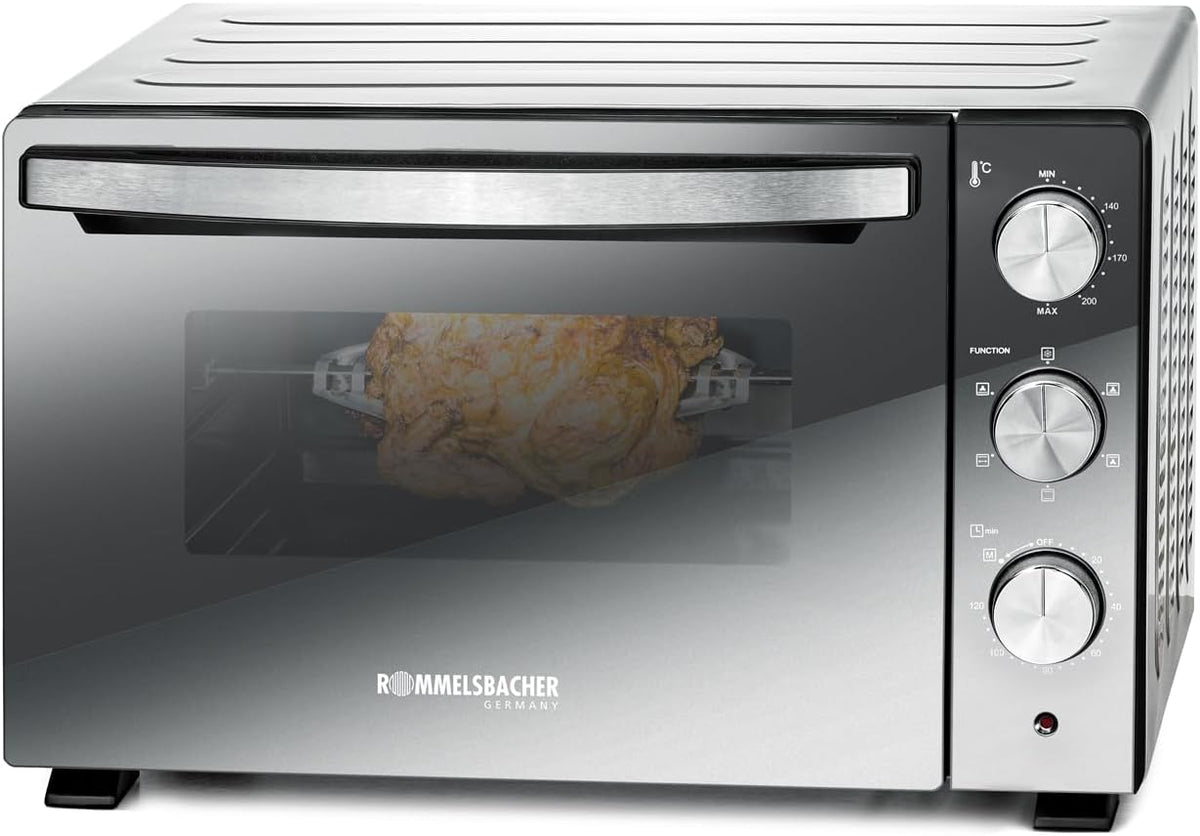 ROMMELSBACHER Backofen, 1500 W, silber, Back & Grill Ofen BGS 1500 - energiesparend & effizient, Backraum antihaftbeschichtet