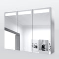SONNI Spiegelschränke, 65 x 90 cm, Silber/Weiß, Spiegelschrank Bad mit Beleuchtung 3-türig LED