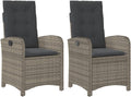 HUAKEHOM Relaxsessel, PE-Rattan, pulverbeschichteter Stahl, Grau, Gartensessel mit Kissen 2 STK. Gartenstuhl