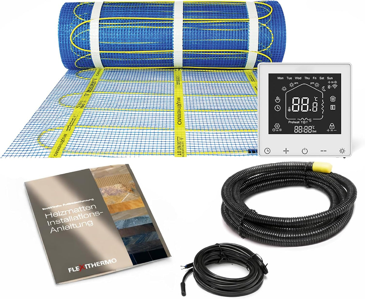 Nordholm Fußbodenheizung, 150 W, 16,0m, 0,5m, 8m, Blau/Gelb/Schwarz, Flexithermo Standart elektrische Komplett-Set I