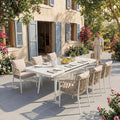 IDIMEX Essgruppe, beige, Gartenmöbel Set Sunny mit 1 ausziehbaren Esstisch und 6, Esstisch Gestell aus Alu in weiß