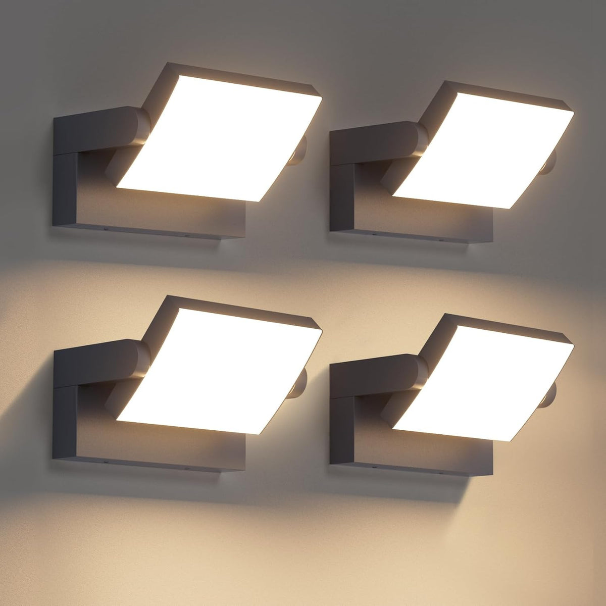 Klighten Außenwandleuchten, 24 W, Anthrazit, 4 Stück Außenwandleuchte Außenlampe, Wasserdicht IP65 Wandleuchte Außen Innen Wandlampe