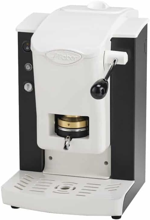 FABER COFFEE MACHINES Kaffeemaschine, 44 mm, Schwarz, Modell Slot Plast, für ESE-Pads, Farbe Kunststoff Weiß, Padpresse aus Messing