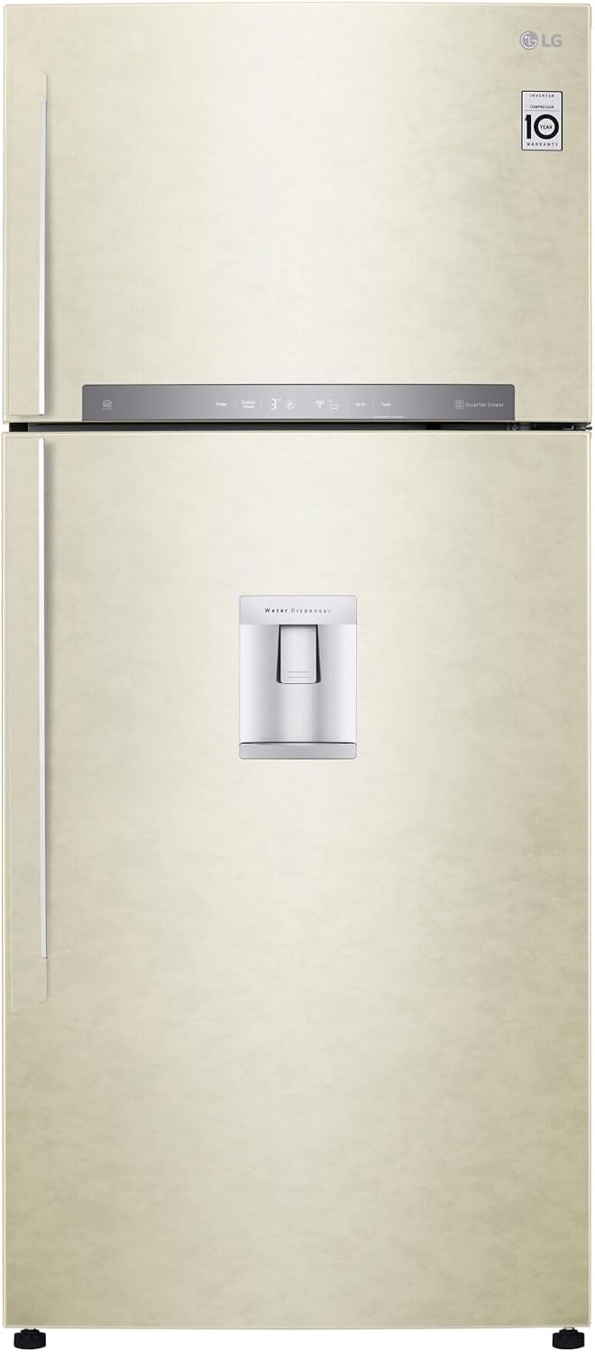 LG Kühlschrank, 509 l, Weiß, GTF744SEPED mit zwei Türen, Klasse E, WLAN, Türkühlung, Feuchtigkeitsmanagement, Wasserspender