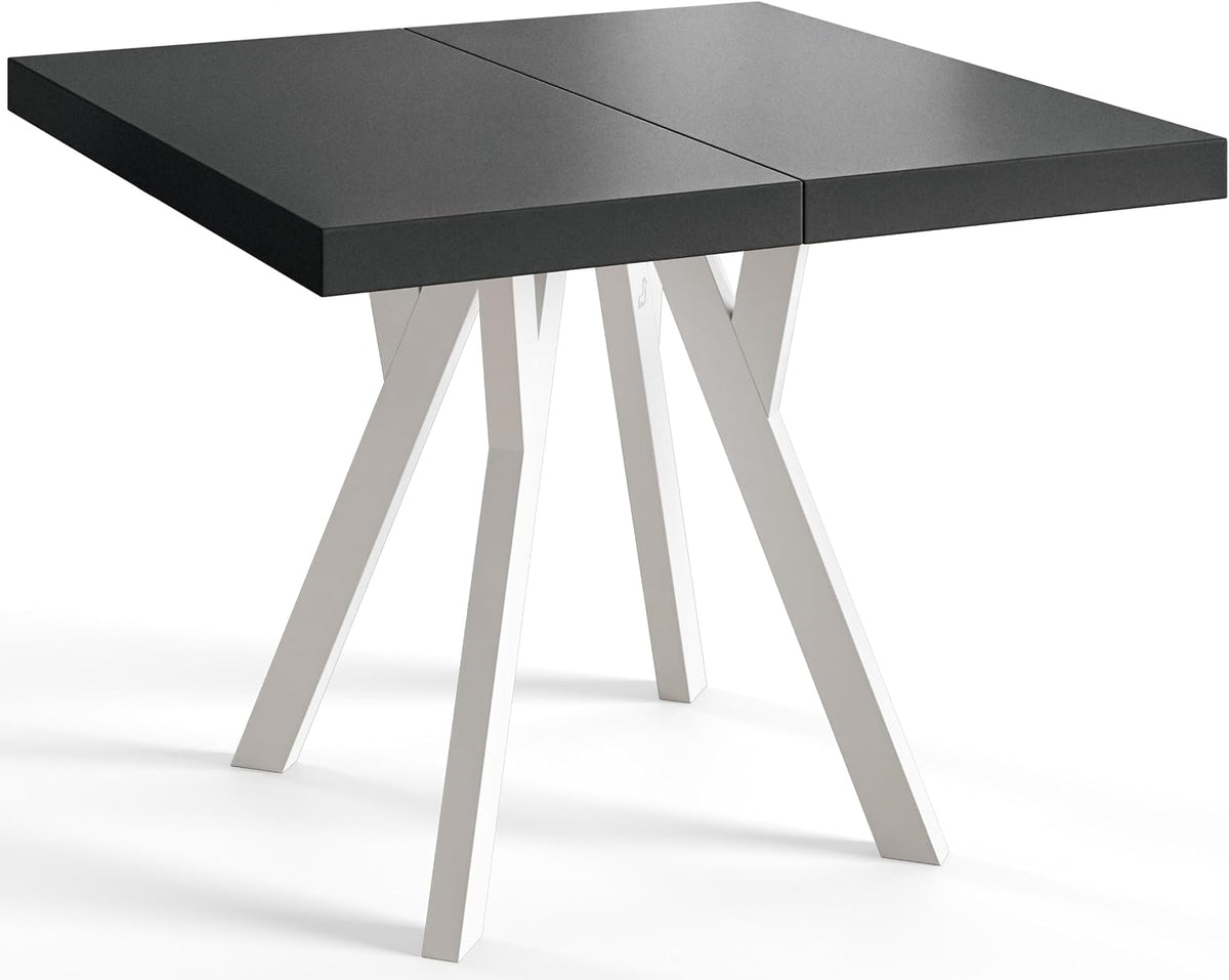AlpiMeble Esstisch, 210 cm, Schwarz, Ausziehbar Rico 110-, Holzbeine, Modernes Design