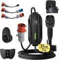 dé Ladestationen, 11 kW, 7m, Schwarz/Rot/Grau/Blau, Mobile Wallbox/Ladestation [3-phasig, 6-16A] mit Traveller Adapter Set