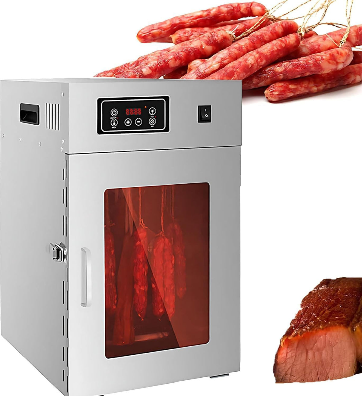 LjlXanthiper Reifeschrank, Silber, Dörrautomat Aus Edelstahl, Gewerblicher Fleischtrocknungs und, Temperaturregelung Von 30-90℃