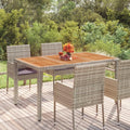 FIRBNUS Esstisch, 150 x 90 x 75 cm, Grau, Gartentisch aus Holz, Polyrattan Tisch für den Außenbereich, robust und robust für den Garten der Terrasse