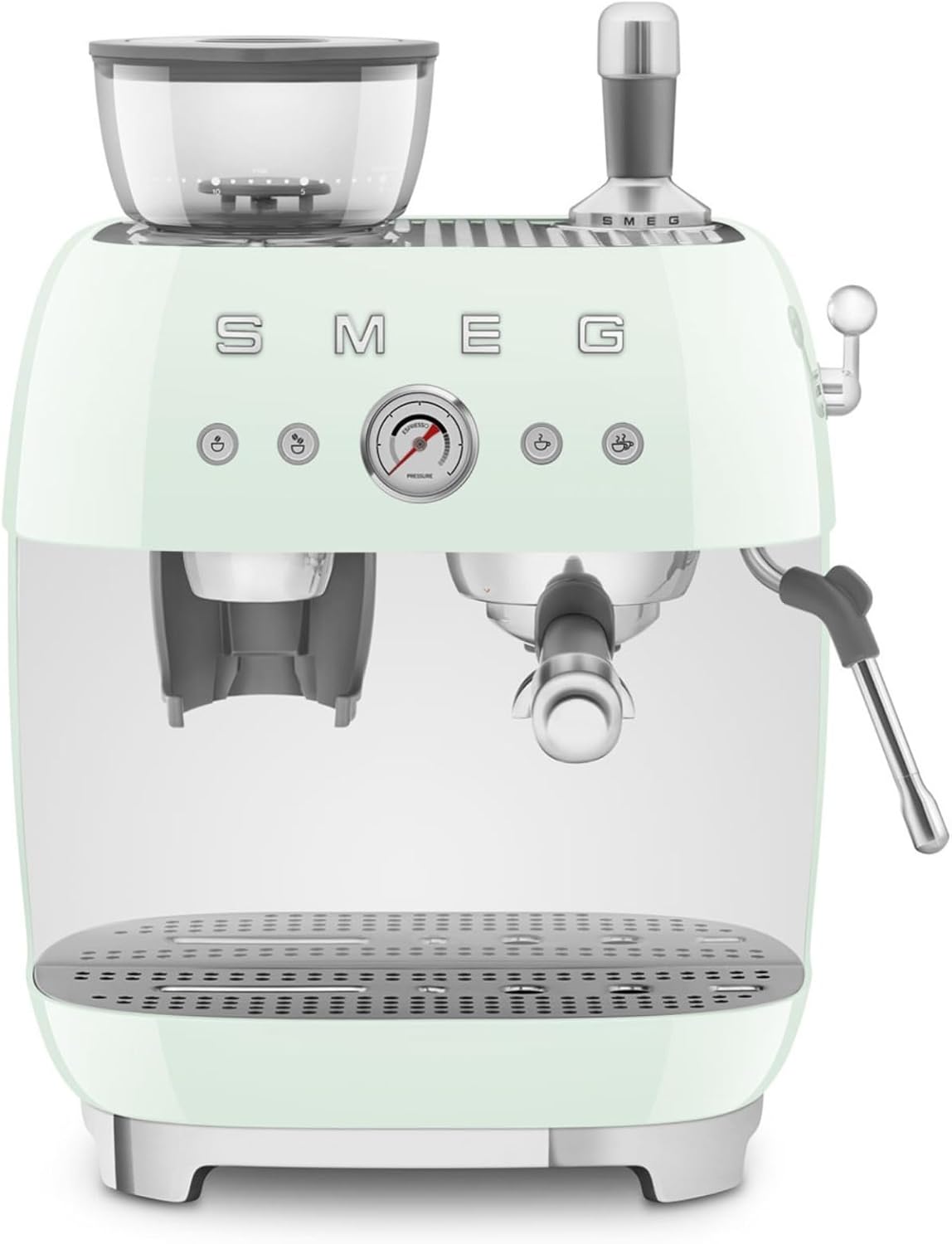 Smeg Kaffeemaschine, 1350 W, Creme, EGF03PGEU, manuelle Espressomaschine, mit integrierter Kaffeemühle, Thermoblock