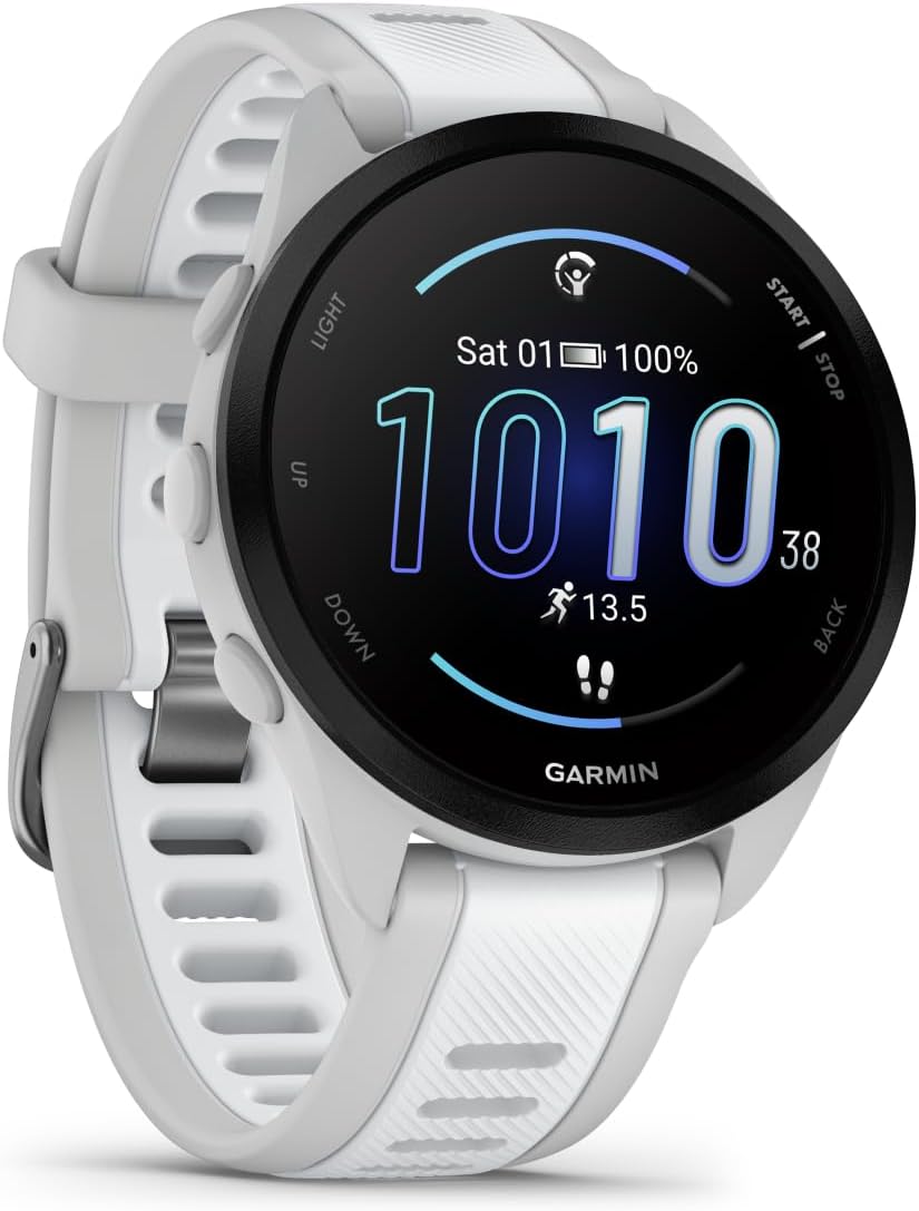 Garmin Smartwatch, 43 mm, Grau, Forerunner 165 - Lauf-, 2' AMOLED Touchscreen, bis zu 11 Tage Akkulaufzeit, 25+ Sport-Apps