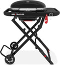 Weber Gasgrill, 3,81 kW, 2065 cm, Schwarz, Traveler Compact mit klappbarem Untergestell und Rädern, Tragbarer Grill
