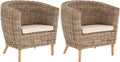 Krines Home Lounge- & Cocktailsessel, Natur/Grau, 2er Set Clubsessel Koobo Rattan Sessel Loungesessel