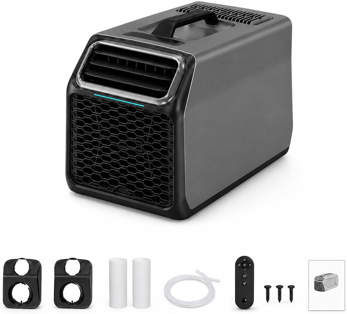 aigahealzhou Mobiles Klimagerät, 543 × 315 × 363 mm, ca. 52 dB, 230 V, 550 W, PP, ABS und PC, Grau