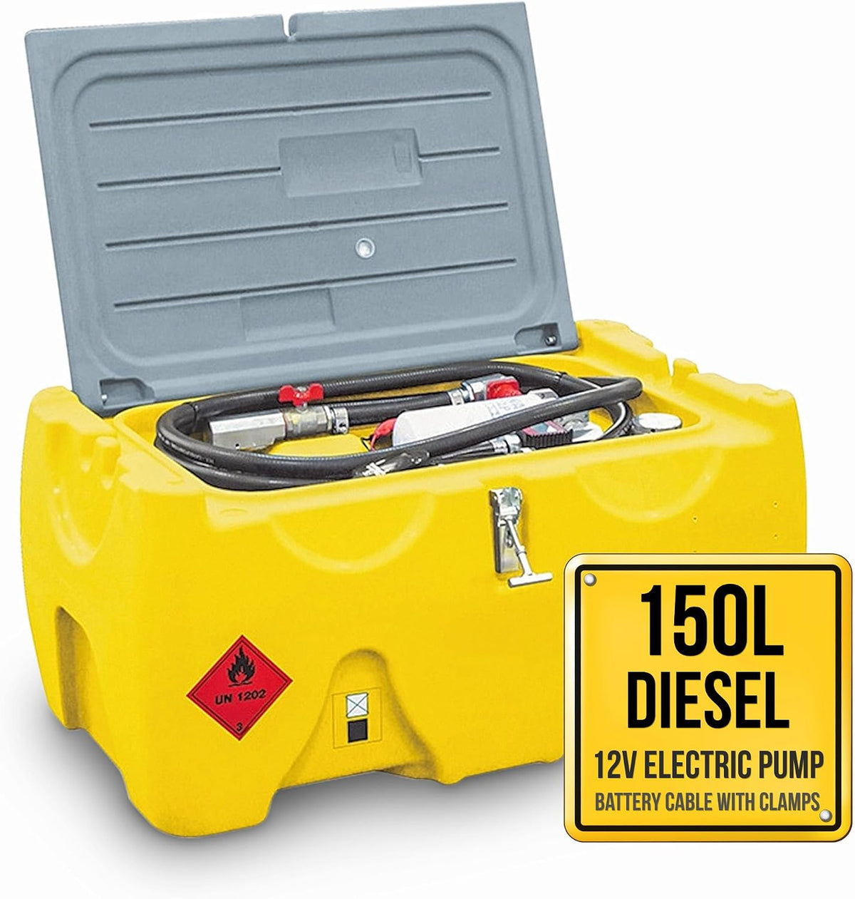 TANK FOR FUEL Tanks, 150 Liter, 40 l, 12 V, 4 m, Grau, TFF Tragbarer Diesel, mit DC Kraftstoffpumpe, Wasserabscheiderfilter