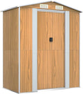 Gerätehaus ZHOUMIN, 192x108x223 cm, Verzinkter Stahl, Hellbraun/Silber, Geräteschuppen, Fahrradgarage, Gartenhütte