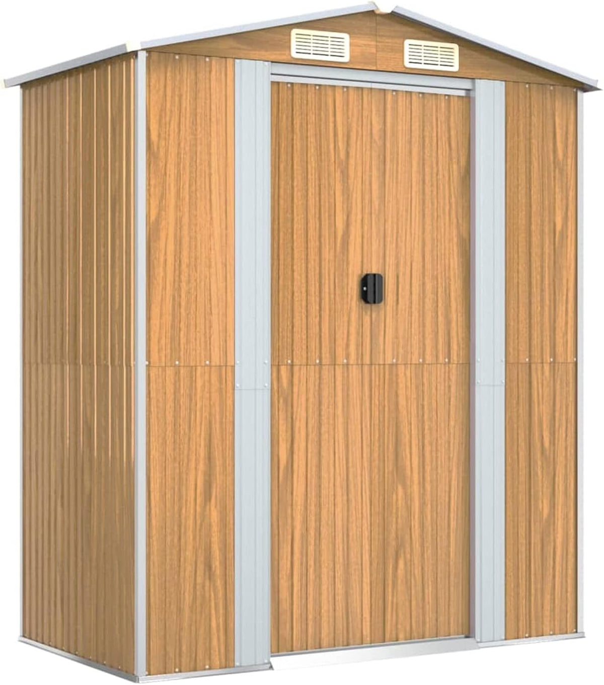 Gerätehaus ZHOUMIN, 192x108x223 cm, Verzinkter Stahl, Hellbraun/Silber, Geräteschuppen, Fahrradgarage, Gartenhütte