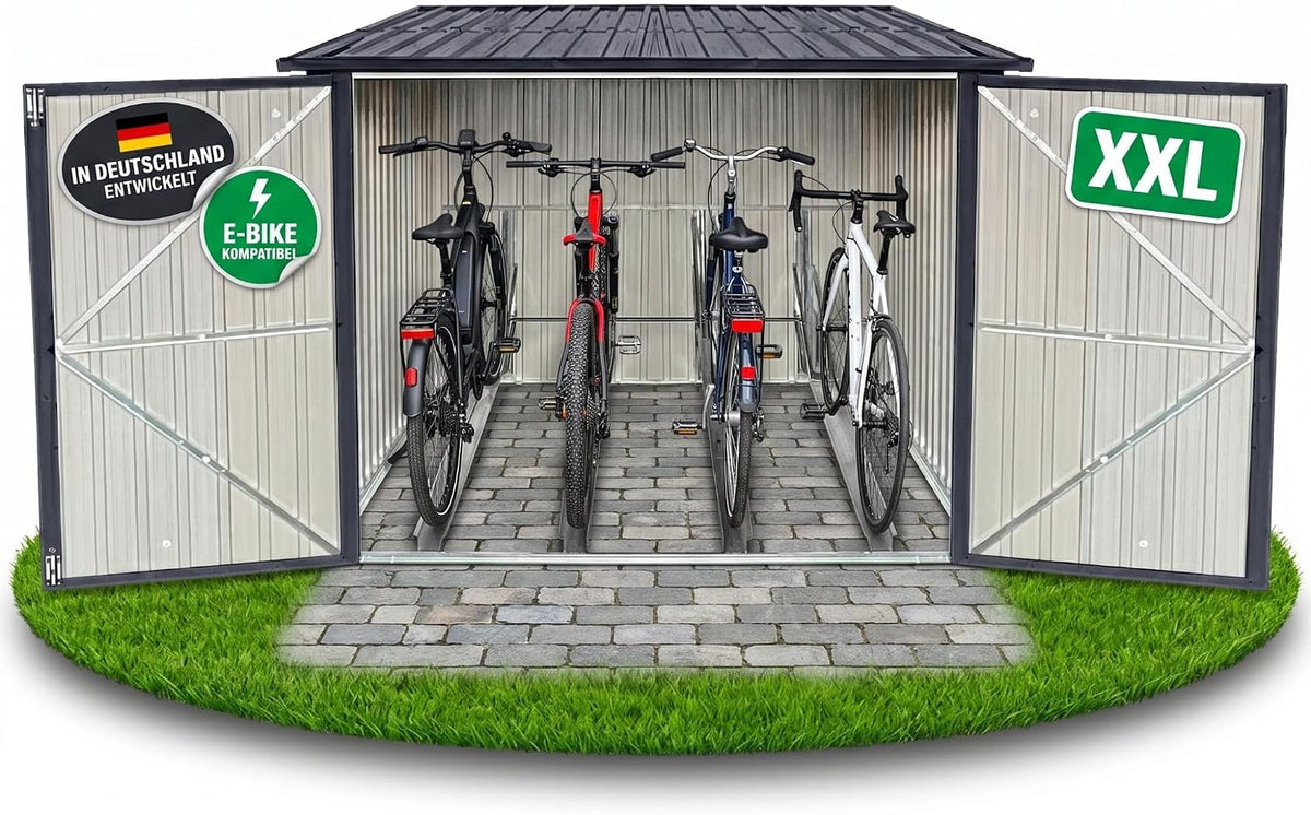 ALBATROS Fahrrad, Anthrazit, XXL garage Metall, 4 Fahrräder, abschließbar, RAL7016