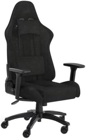 Corsair Gaming-Stühle, Schwarz, TC100 Entspannter Gaming-Stuhl, Stoff, Racing-inspiriertes Design, Lendenkissen