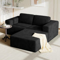 Sofa Vesgantti, 202 cm, Schwarz, Modulares Eck L-Form, 2-Sitzer Cord mit Federkern, Extra Tiefe Sitzfläche, Komfortables Polster mit Ottomane