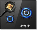 SNDOAS Gasherd, 3400 W, 1880 W, 60 cm, 900 W, Schwarz, Gaskochfeld 3 Flammig, Glas mit Automatischer Flammenschutz