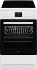 AEG Elektroherd, 50 cm, Weiß, Standherd mit Glaskeramik-Kochfeld, 1 Paar Teleskopschienen, Versenkknebel, Grillfunktion