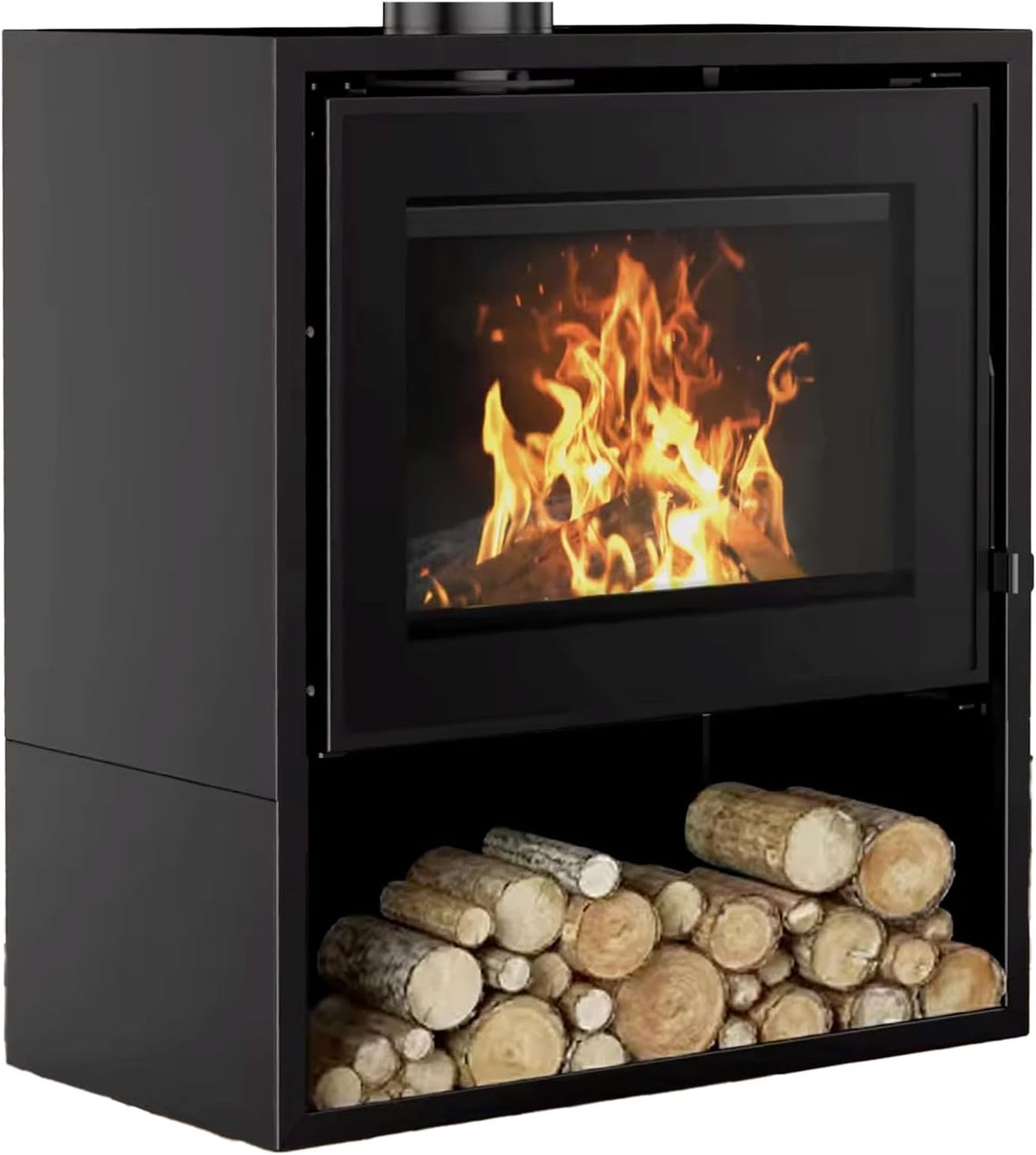 sannover Kaminofen, 12 kW, 60 cm, Schwarz, Holzofen Arclas Holzscheite - - Keramik - Holzofen - Holz