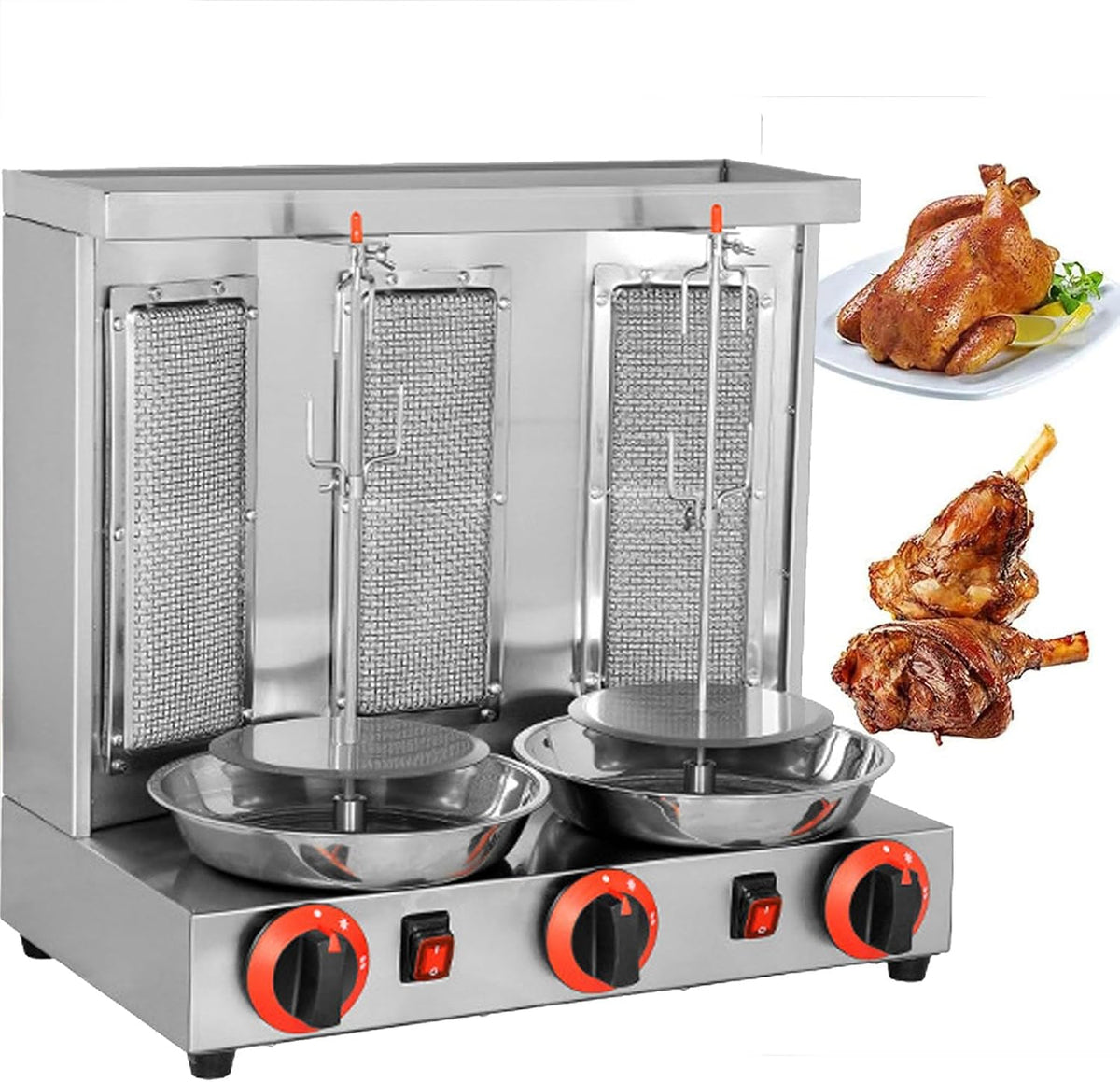 YXZYFPP Holzkohlegrill, Schwarz, Elektrischer Shawarma-Kebab-Grill, Vertikalgrill mit Einstellbarer Temperatur (50