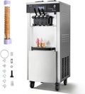 VEVOR Eismaschine, 2200 W, 28 L, 6 L, Silber/Schwarz, Kommerzielle Soft, freistehend mit 20- /h Produktion