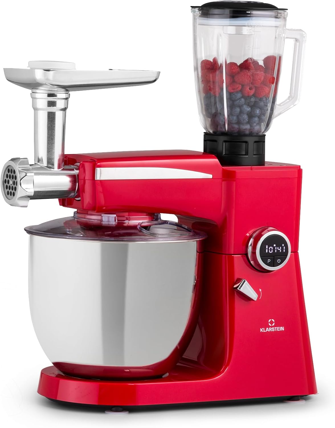 Klarstein Universalküchenmaschinen, 10 L, Schwarz, 3-in-1 Küchenmaschinen, Rührgeräte & Mixer, Teigmaschine mit Fleischwolf