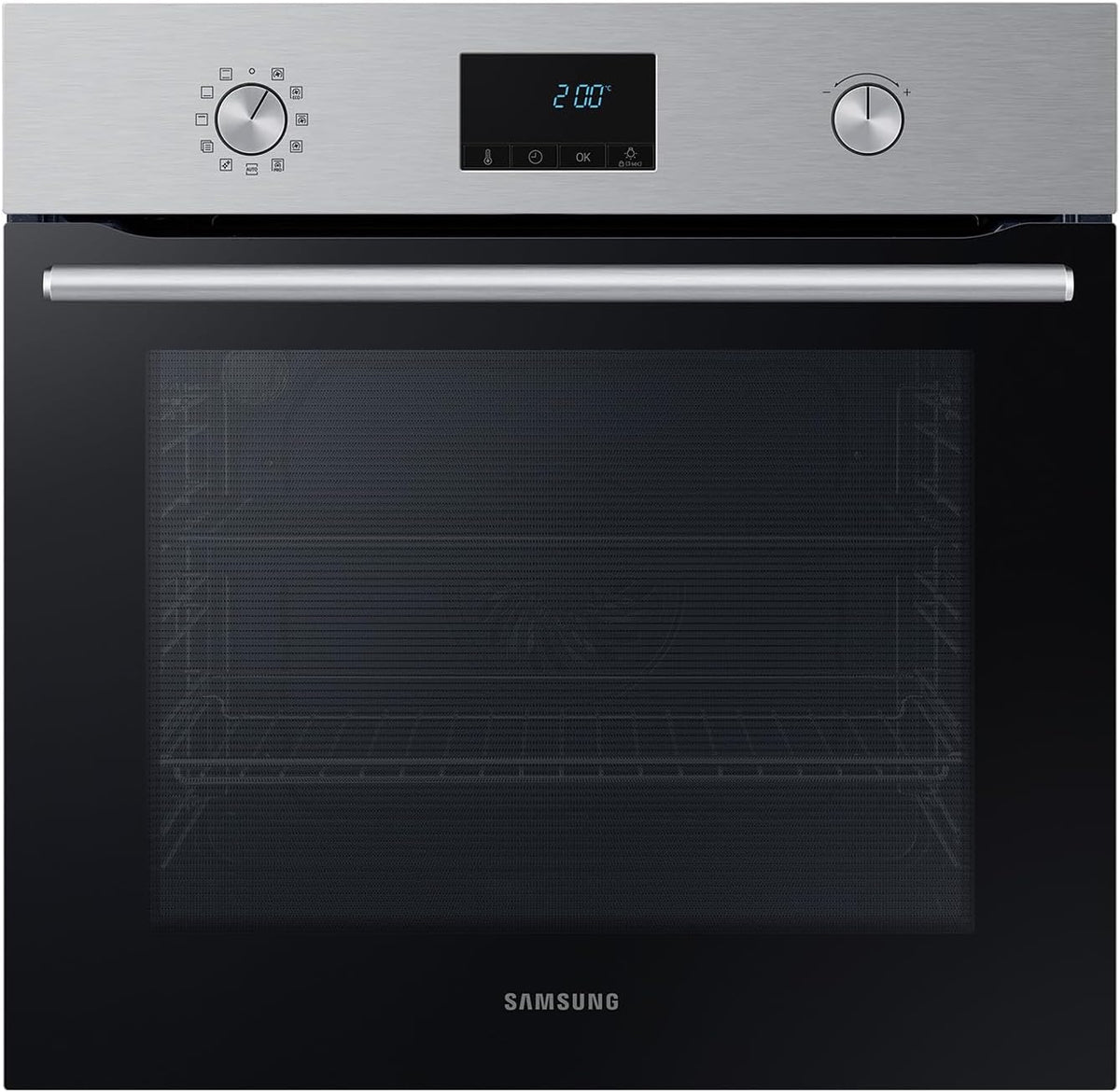 Samsung Backofen, 68 l, Silber, Pyrolyse Einbau-, EEK: A, Single Fan, Katalytische Reinigung, 8 Heizarten inkl. 20 Automatik-Programmen
