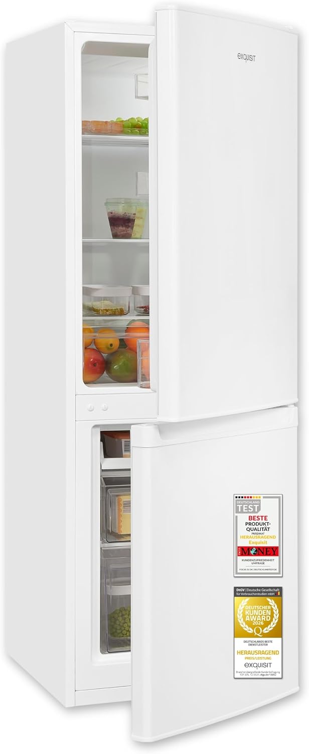 Exquisit Kühl-Gefrierkombination, 173 l, 40 dB, Weiß, Klasse C, - Leise