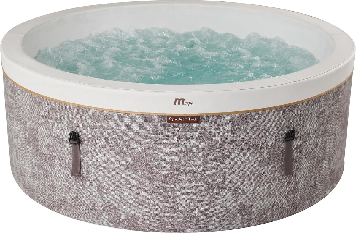 Wellness Point Badewannen mit Sprudelfunktion, 180x180x65 cm, Weiß/Grau, MSpa Whirlpool Cocoon, Aufblasbarer 6-Personen-Whirlpool mit 130 Luftdüsen