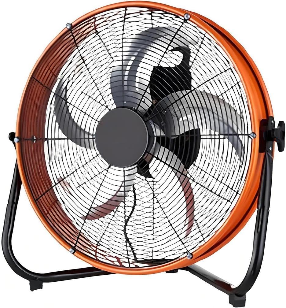 Industrieller Ventilator, 250 W, Weiß, Trommel, Hochgeschwindigkeits-Boden, robuster Metall-Luftzirkulator, 4 Geschwindigkeiten