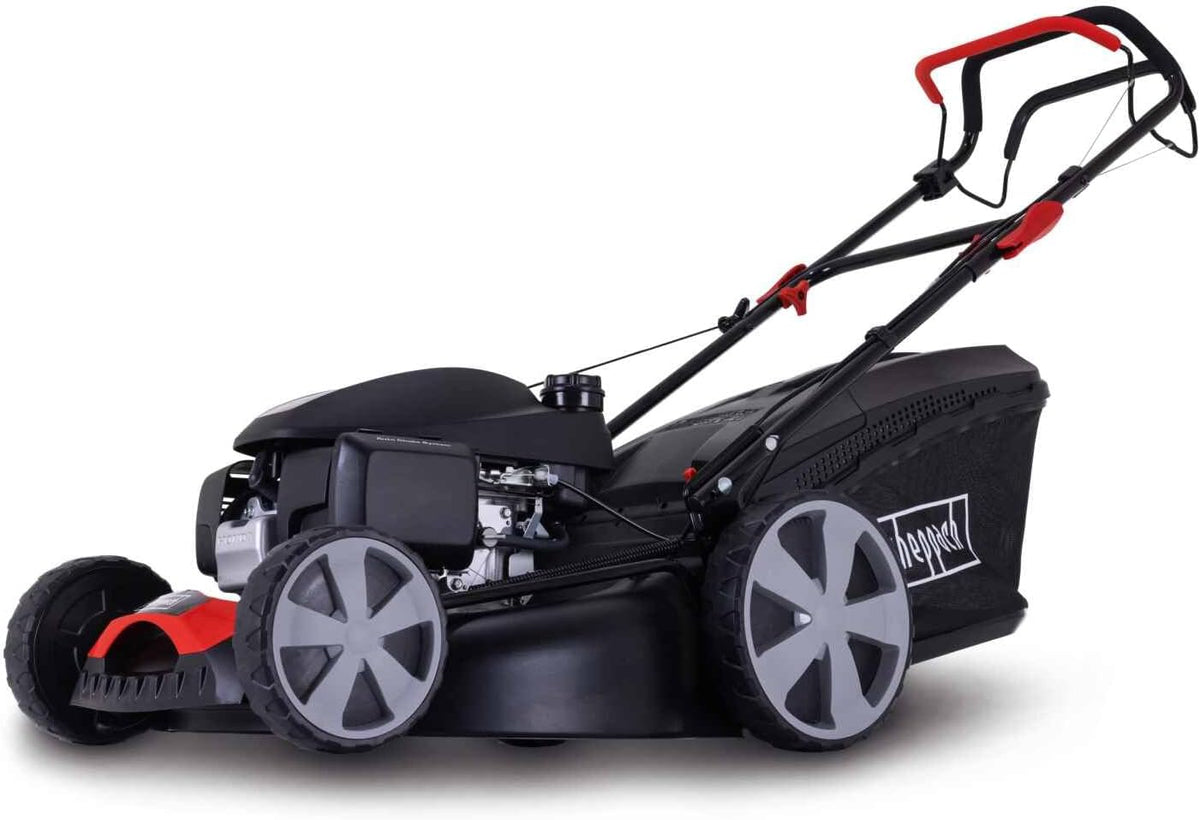 Scheppach Rasenmäher, 3,4 kW, 51 cm, 60 L, Schwarz/Rot/Grau, Benzin- MS170-51H, Schnittbreite, 6in1, 56 PS 4-Takt Benzinmotor Honda