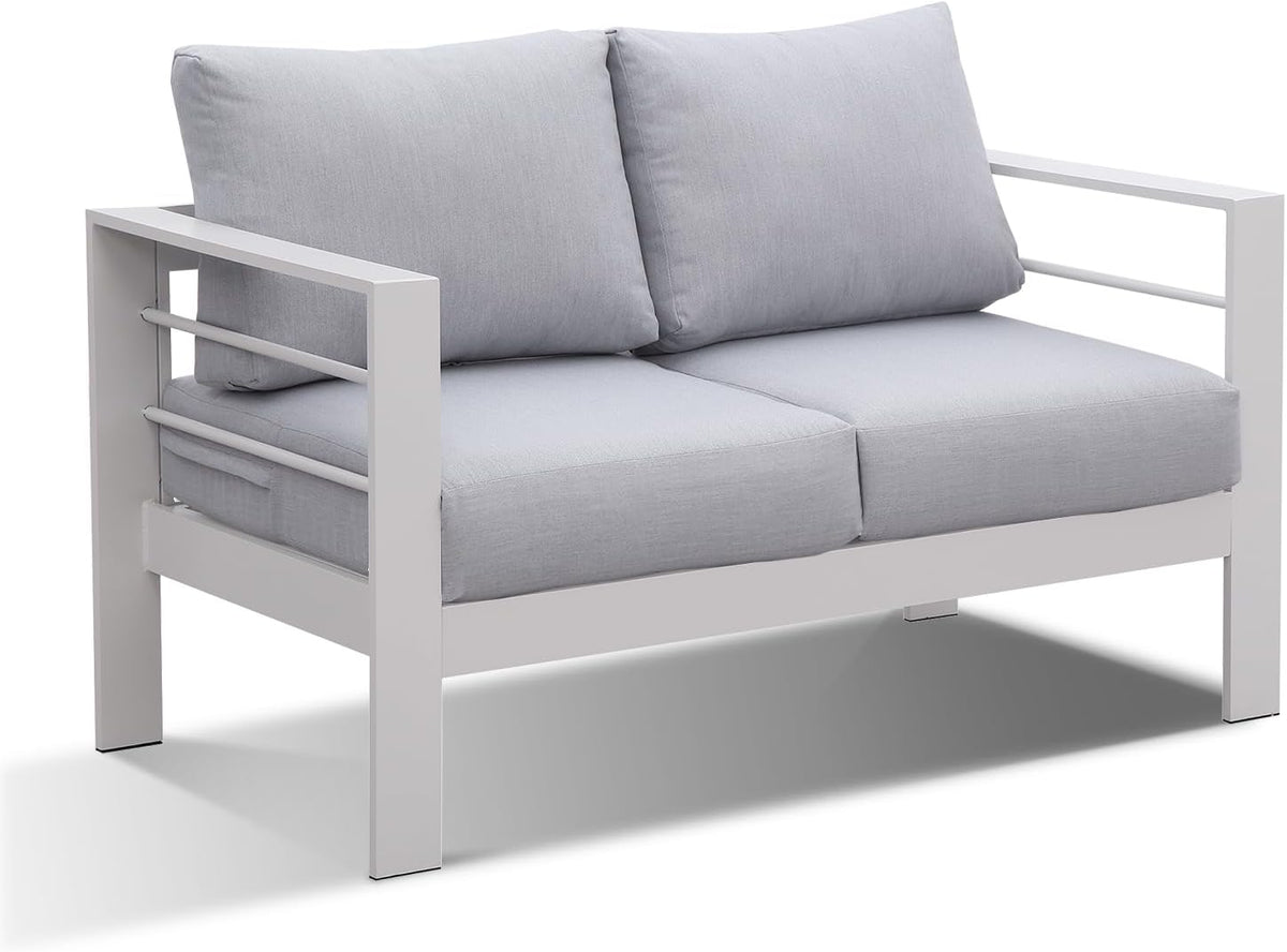 LANOX Sofa, Grau, 2-Sitzer Garten aus Aluminium, weiß