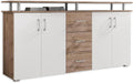 Stella Trading Hochschränke, 178 x 90 x 38 cm, Weiß, LIFT Highboard mit Ablage in Wildeiche Optik