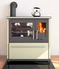 Plamen Kaminofen, 8 kW, creme, Küchenofen Holzherd 850, links - Dauerbrandherd