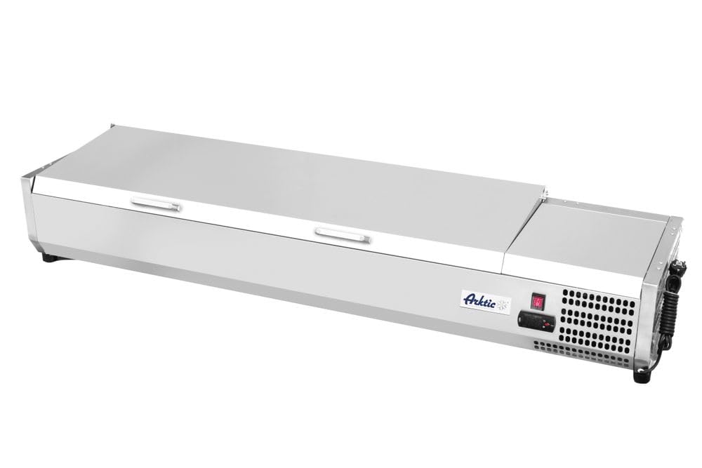 Wohnzimmerschrank HENDI, 290 mm, 230 V, 180 W, Silber, Aufsatzkühlvitrine, Statische Kühlung, Temperatur von -2 bis +8°C