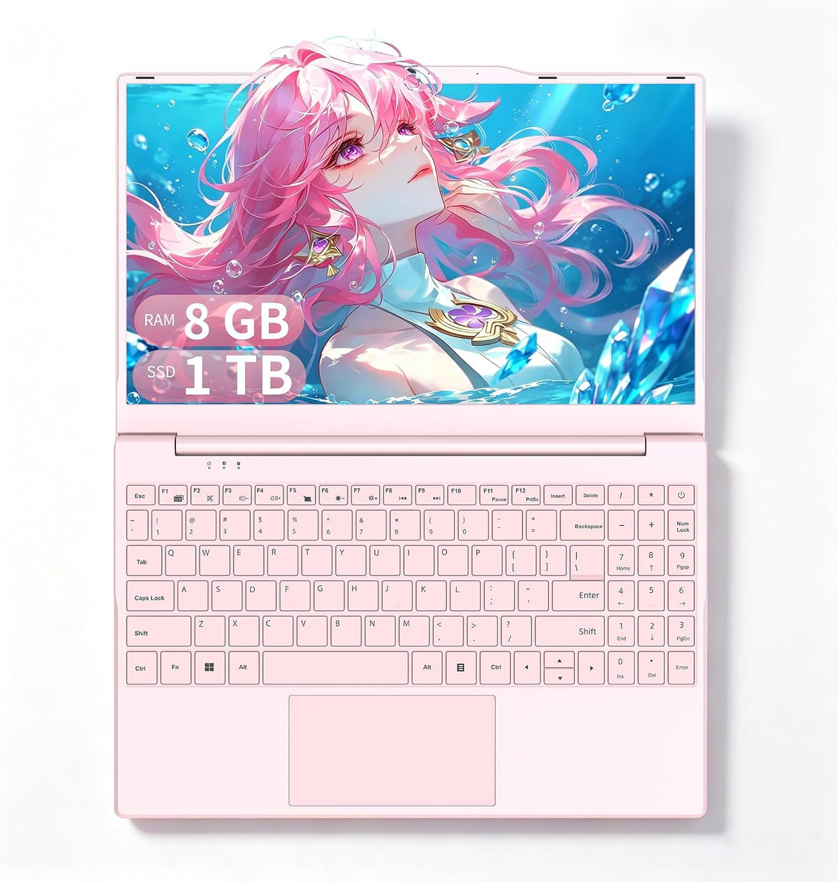 Amita Laptop, 14 Zoll, Weiß, Notebook Pastellrosa mit N5100 Prozessor (bis zu 2, 9 GHz), 16 GB RAM DDR4, 1 TB SSD NVMe