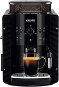 KRUPS Kaffeevollautomat, Schwarz, kompakter Espressovollautomat für ganze Bohnen, Kaffeemaschine mit Dampfdüse für Milchschaum