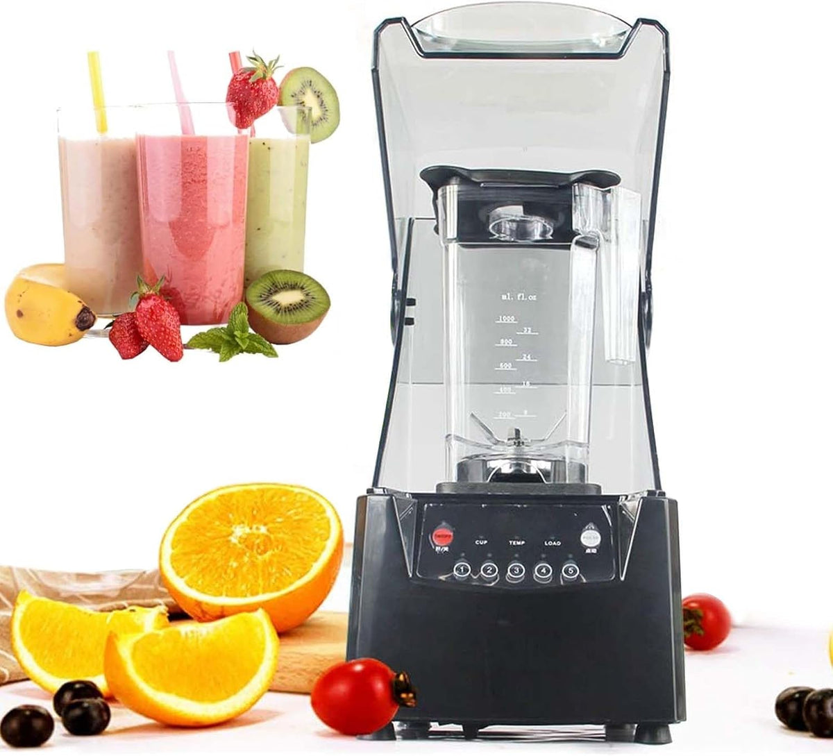 QFGain Standmixer, 2600 W, 14 L, Schwarz, Gewerblicher FüR Smoothies, Mit GeräUscharmer Abschirmung, KüChenhelfer FüR Obst Und GemüSe