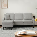 Sofa Cayipng, 185 x 118 x 82 cm, grau, Eck in L-Form mit Chaiselongue, 3-Sitzer-, atmungsaktiver Baumwoll- und Leinenstoff