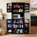 HOLTICO Buffetschrank, Schwarz, Küchenschrank mit Arbeitsplatte, Hochschrank Küchenbuffet, Esszimmerschrank, Wohnzimmer