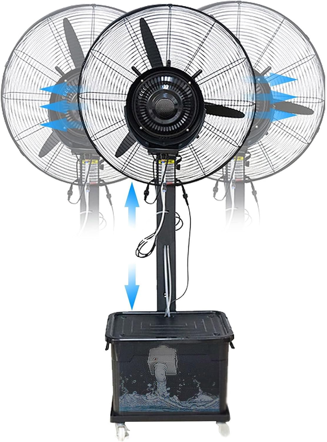 QUSYZD Ventilator, Weiß, Tragbarer Sprüh mit 3 Leistungsstufen, 90°-Oszillation, Verstellbarer Höhe und großem Wassertank für die Kühlung im