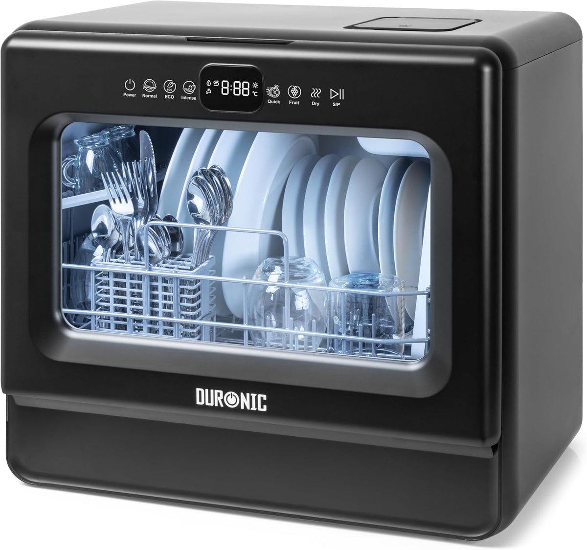 Duronic Tischgeschirrspüler, Weiß, DW10 BK Spülmaschine, Mini Geschirrspüler für bis 6 Personen